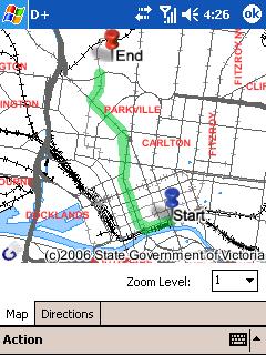 Screen shot of route from Federation Square to the Melbourne Zoo
